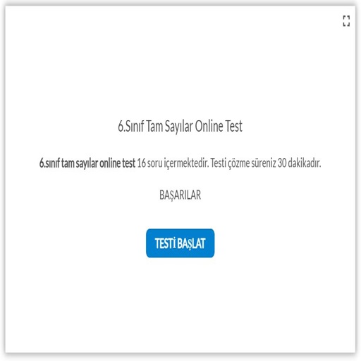 6 Sınıf Tam Sayılar Online Test Matematik Vakti