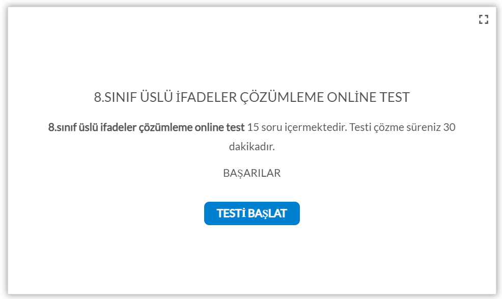 8 Sınıf Üslü İfadeler Çözümleme Online Test Çöz Matematik Vakti